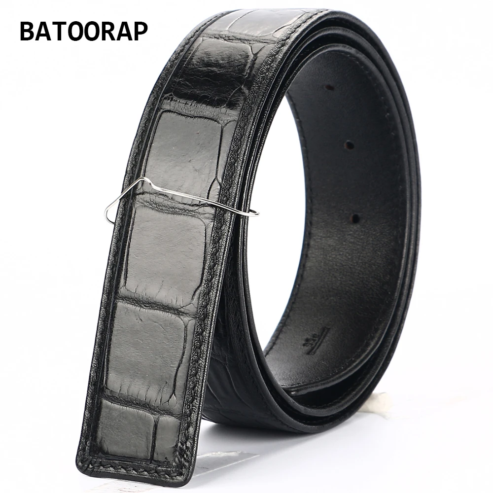 

Ремень мужской под крокодиловую кожу, Роскошный дизайнерский простой пояс с пряжкой для живота, чёрный коричневый, в комплект не входит