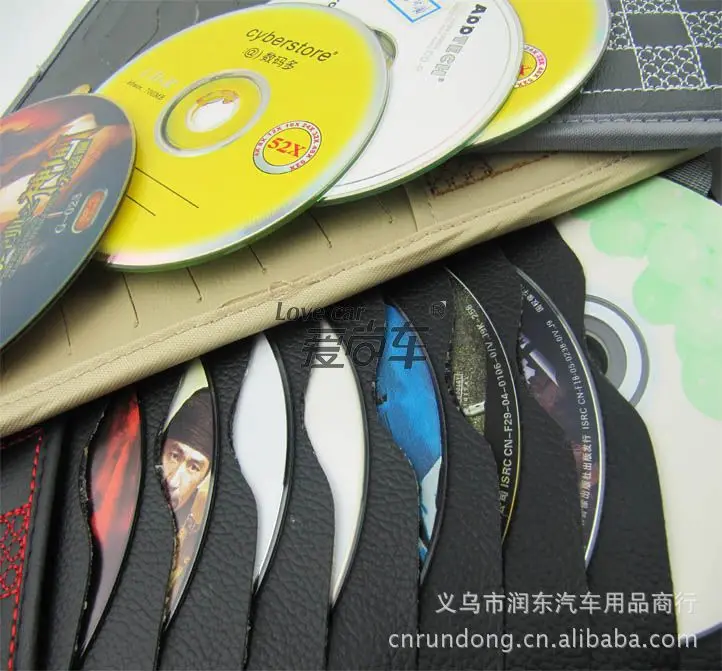 Винная окаймленная конструкция 10 шт. многофункциональный CD держатель из искусственной кожи Автомобильный многофункциональный солнцезащитный козырек CD держатель CD-1202