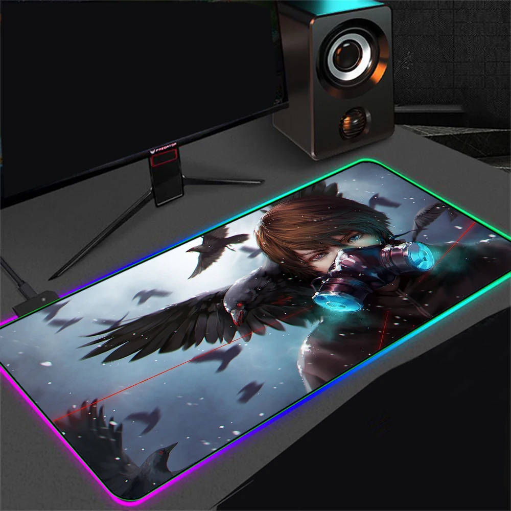 

XGZ Anime Mouse Pad Top Quality RGB Computer Notebook Office Seam Side Table Mat 400X900 300X800 LED Luminous Mouse Pad Carpet