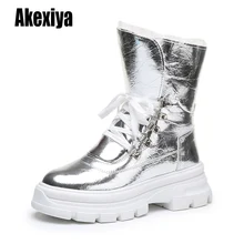 Г., модные удобные зимние ботинки на искусственном меху женские ботильоны теплая обувь высококачественные повседневные ботинки на платформе с круглым носком