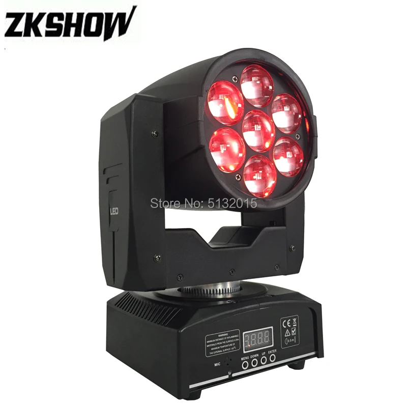 2PCS/Lot 7*15W RGBW Zoom Wash LED Moving Head Light Mini DMX Stage Lighting Effect DJ Disco Party Nightclub Event Factory Price | Лампы и