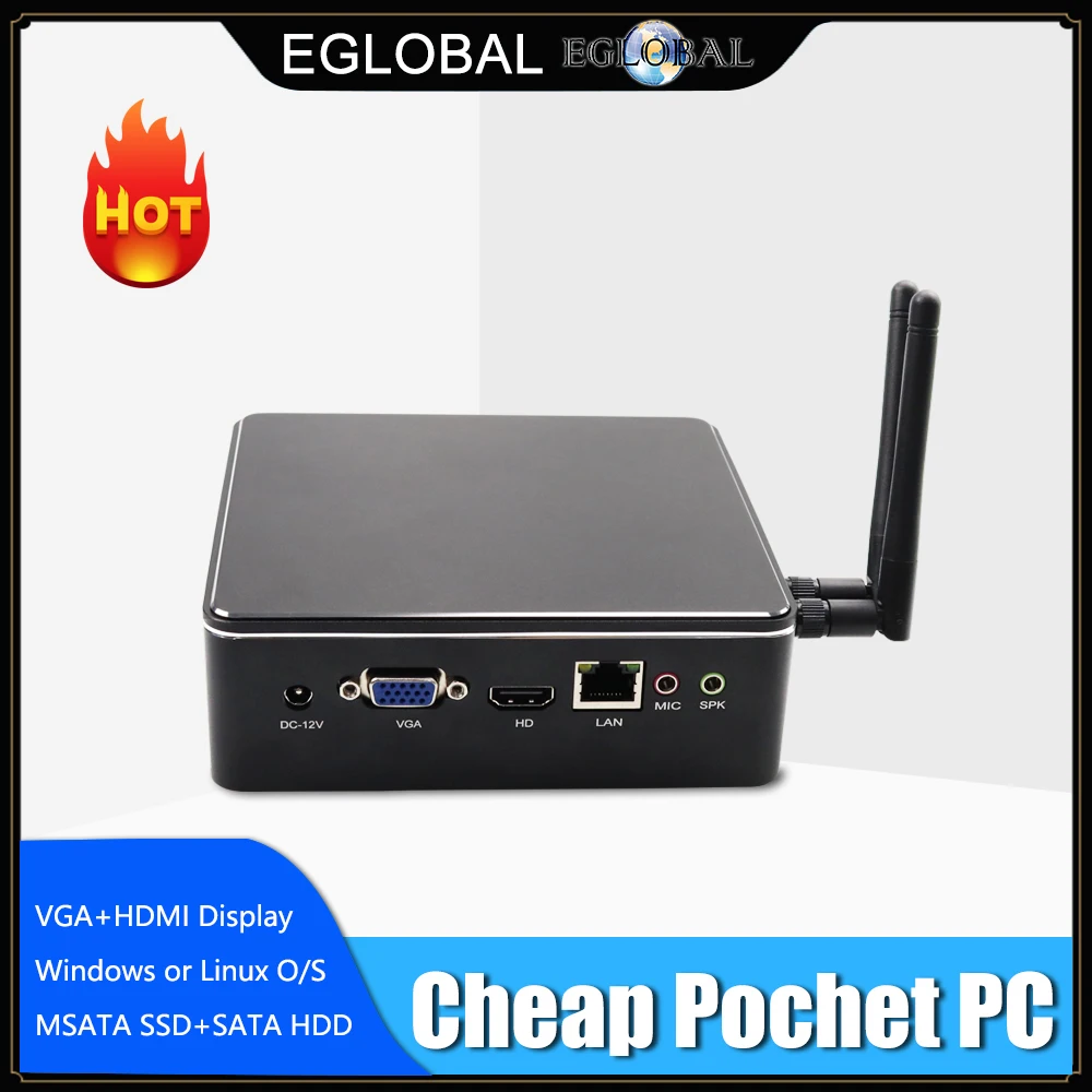 Дешевый мини компьютер Intel i3 7167U i5 7200U i7 DDR4/DDR3 Win10 Linux Barebone портативный ПК 4K HTPC медный