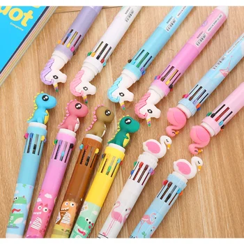 

10 Color Ballpoint Cute Cartoon Unicorn Flamingo Ball Pen Kawaii Office School Graffiti Painting Multicolor Pen stationery gift