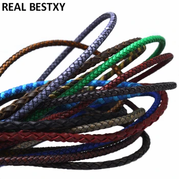

2m/lot approx: 6mm Round Braided Genuine Leather Cord Vintage Black Coffee Cow Leather Cords Rope for Bracelet Jewelry Making