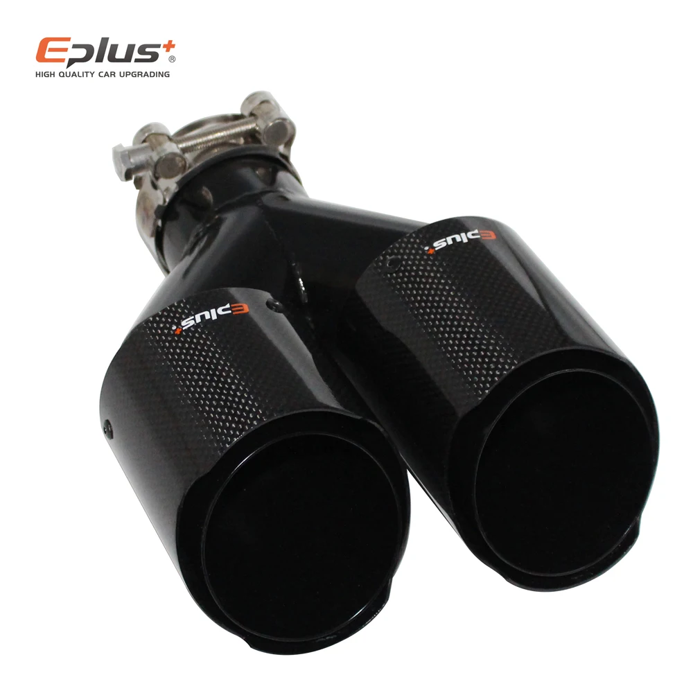 EPLUS Car Carbon Glossy Muffler Tip Y shape Double