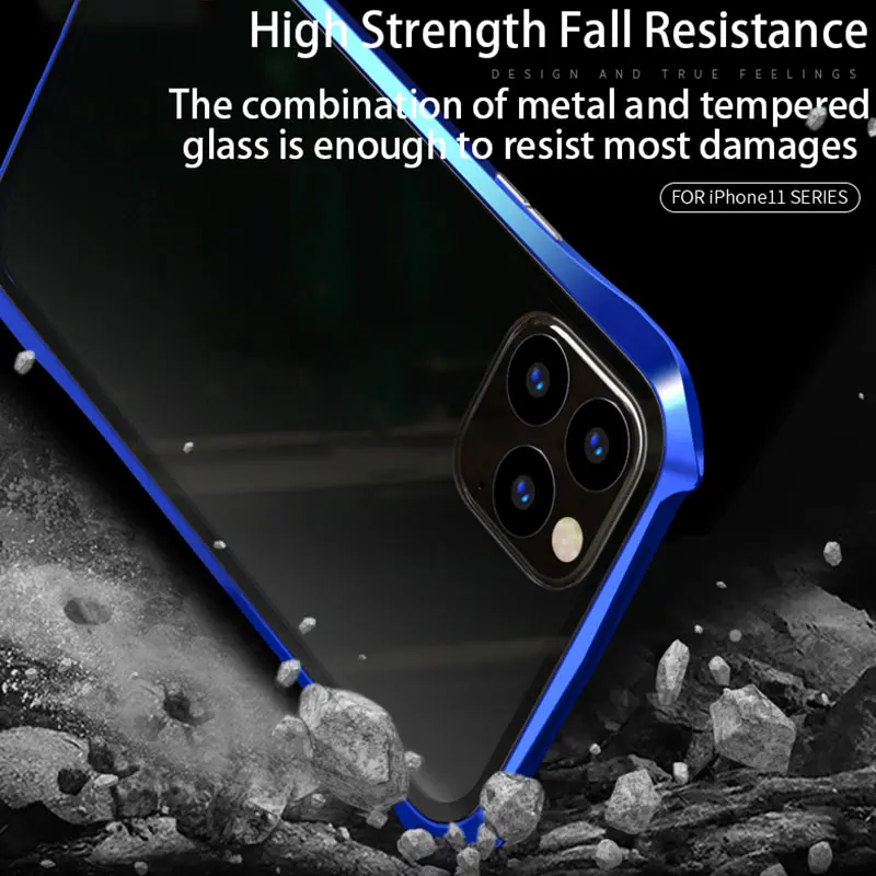 Shellbox новейший Магнитный чехол из закаленного стекла для iPhone 11 Pro Max анти Открытый магнит металлический бампер 360 Защитный чехол на весь корпус