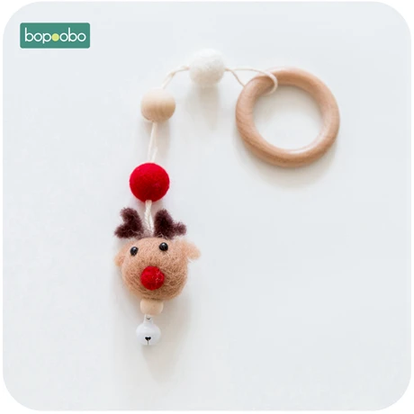 Bopoobo 1 шт. детские погремушки в кроватку мобильные телефоны коляска аксессуары игрушки шерсть животное деревянное кольцо подвеска Детская комната украшения - Цвет: Type 4