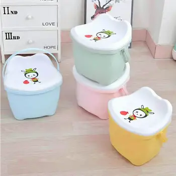 

Plastic Storage Stool Multipurpose Storage Container with Handle for Kids(Random Color)