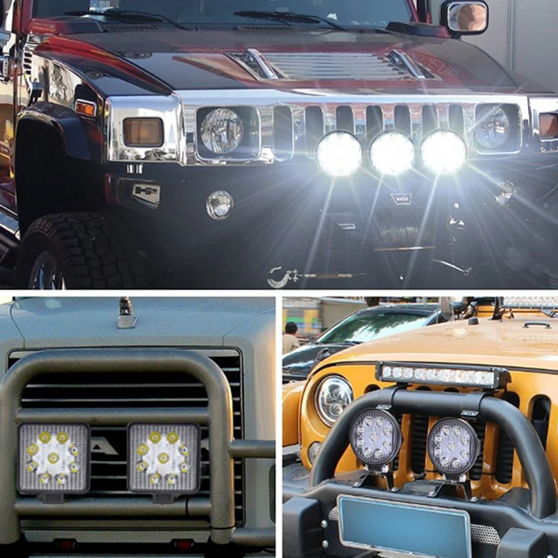 

9LED 27W Work Light 12V Car Spotlight Square Round Truck Off Road Accessories