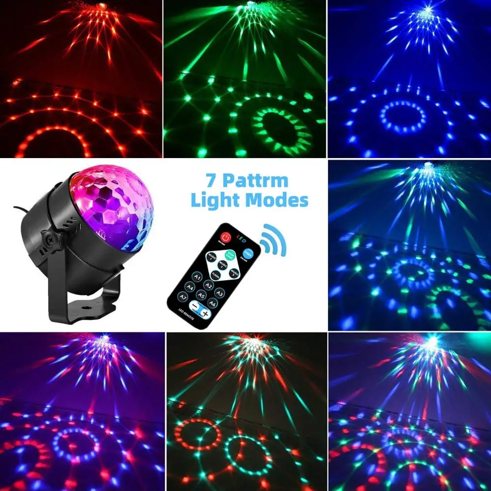 Auto Sound Activated Rotating Disco Ball Party Lights Strobe Light 3W RGB LED Stage Lights For Christmas Home KTV Wedding light