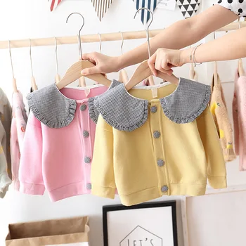 

Spring Autumn Children Baby Girls Sweet Cotton Princess Coat New Kids Bow Long-sleeved Overcoat Baby Girls Choths Fashion Full