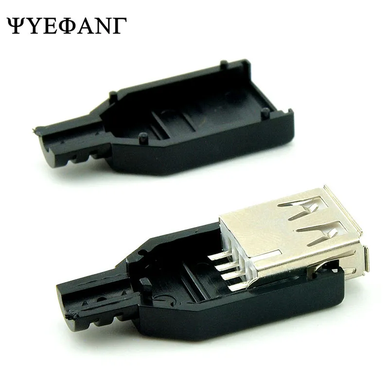 5 шт. 4 контактный разъем USB Type A сделай сам с черной пластиковой