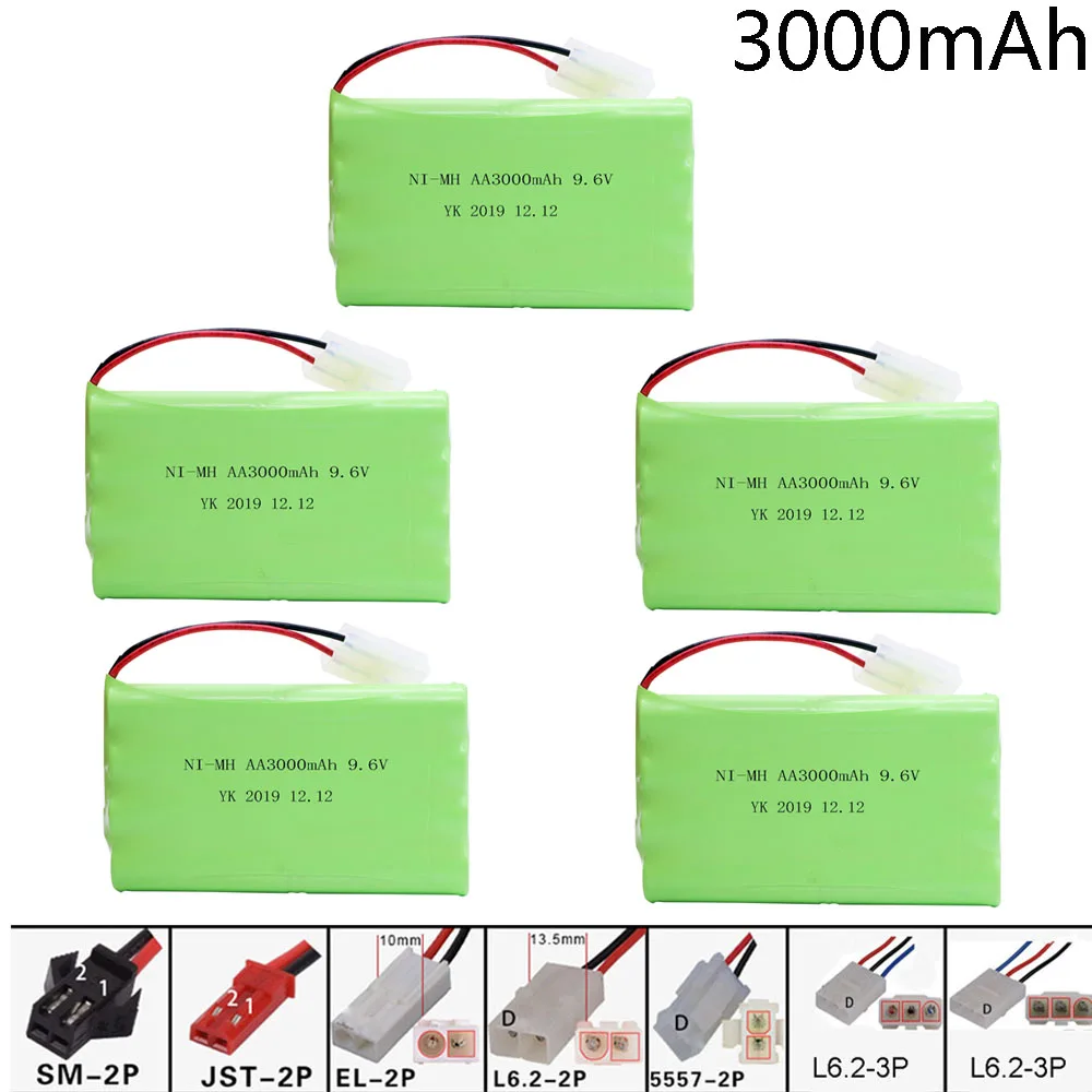 5Pcs 9.6V 3000Mah Nimh Batteria Per I Giocattoli Di Rc Auto Barca Robot Serbatoio Pistola Treno Ni-Mh Aa 2400Mah 9.6V Aa Battery Pack Tamiya/Sm/El Spi