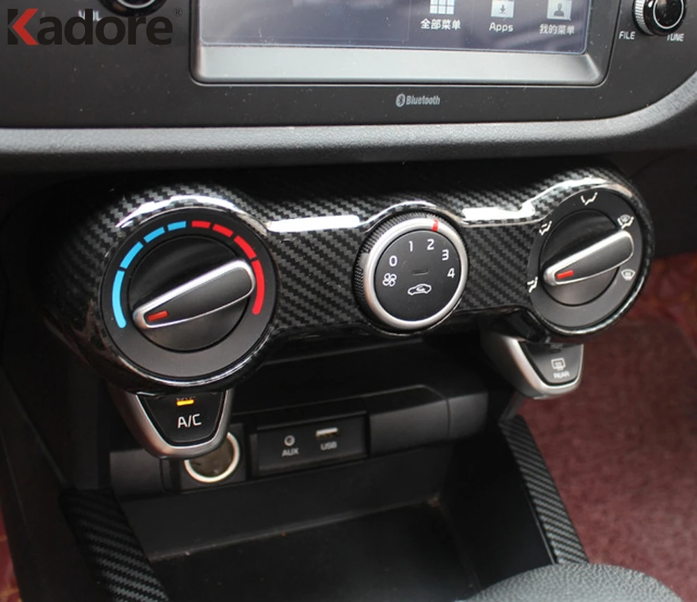 Kadore for 2018-2019 Tesla Model 3 Carbon Fiber Style Car Interior Steering Wheel Button Panel Decoration Cover Trim 3-pc
