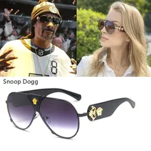 ^*Best Offers 2020 Luxury brand design Oversized frame leather Square women sunglasses men Hip hop high quality male Female oculos de sol
