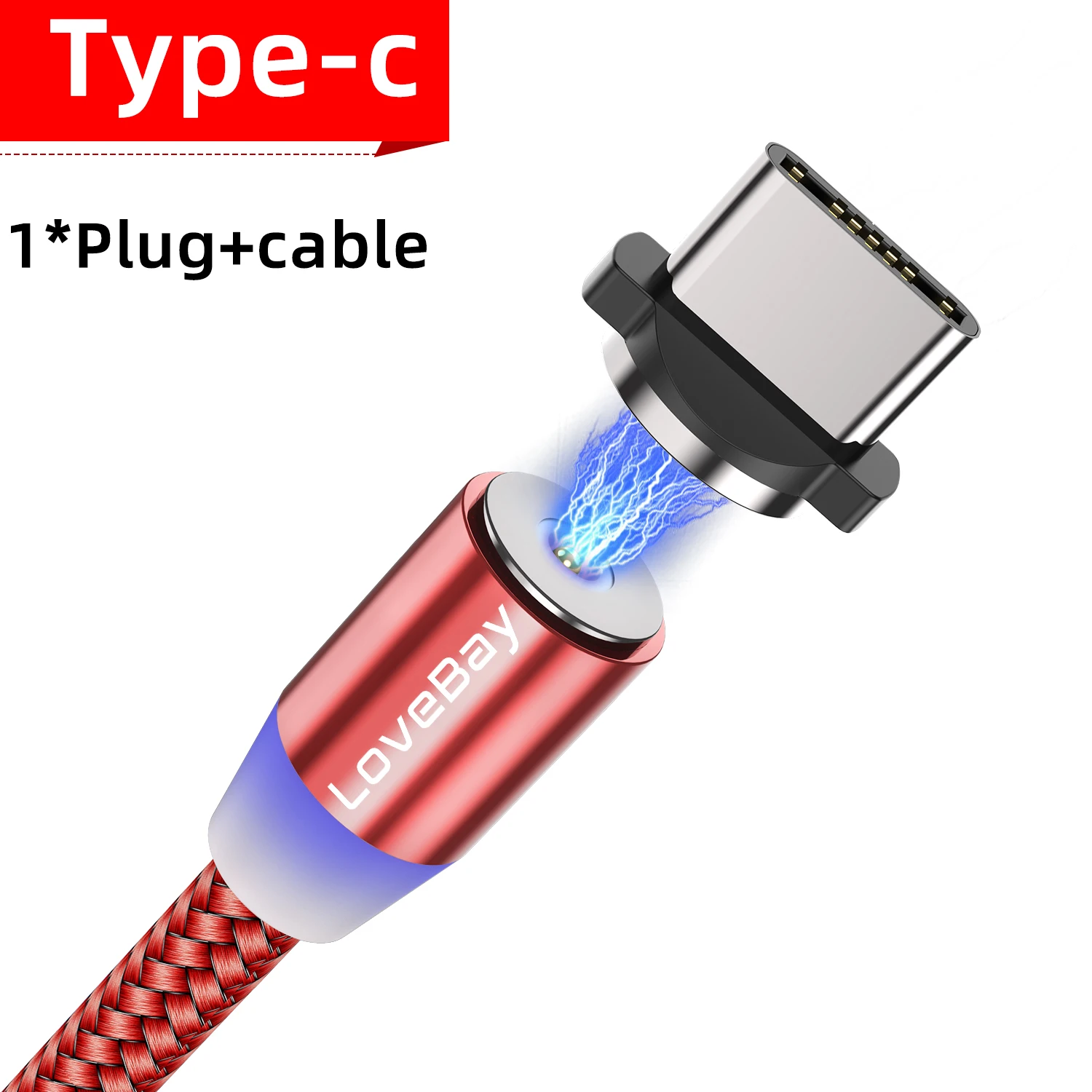 Lovebay Магнитный USB кабель для быстрой зарядки для type C Micro USB шнур Магнит USB кабель для мобильного телефона USB шнур - Цвет: Red Type-C Cable