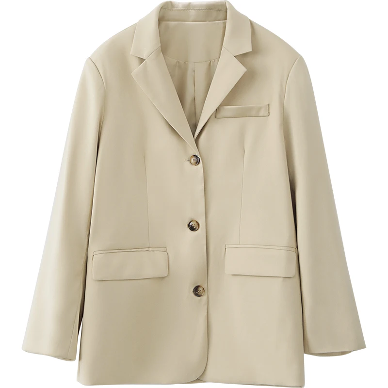 

Apricot Retro Loose Blazer Female 2020 Spring Autumn Casual Single Breasted Suit Jacket Women