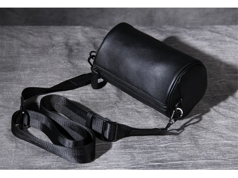 PNDME fashion casual genuine leather men's small chest bag cowhide outdoor daily weekend light shoulder crossbody bucket bags