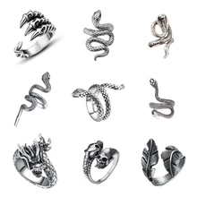 Вентиляция, Крутое Ретро панк увеличенное мужское кольцо в виде змеи, модное индивидуальное кольцо в виде змеи, регулируемое кольцо, ювелирное изделие для мужчин, подарок