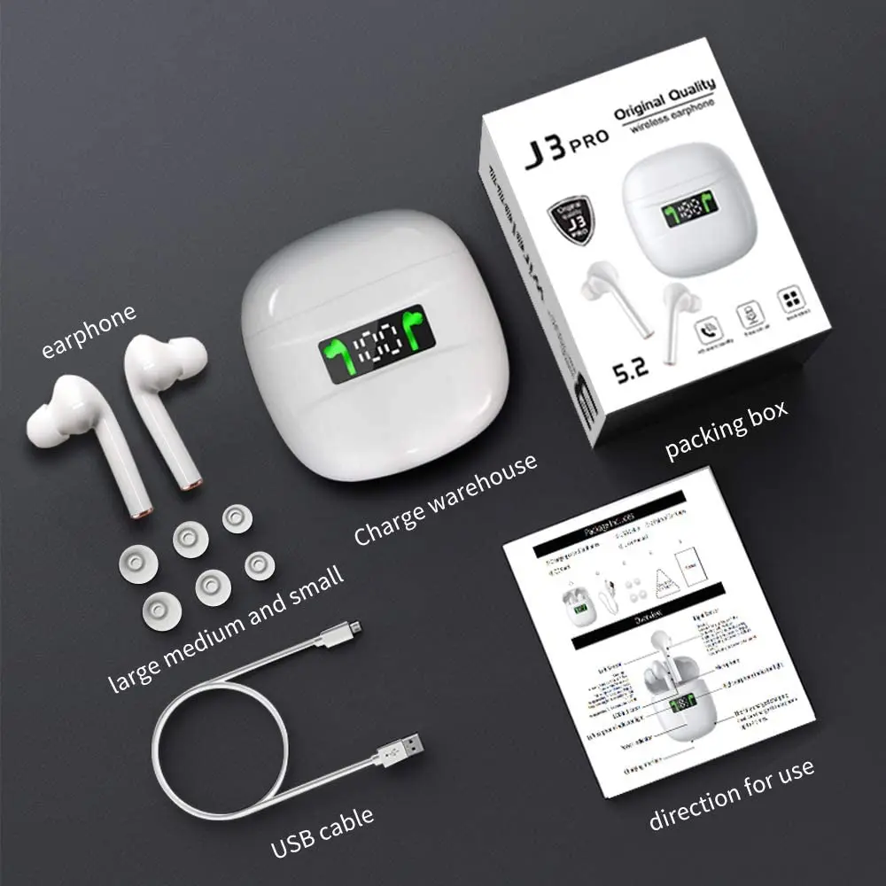 TWS Bluetooth 5 2 наушники беспроводные бас стерео светодиодный дисплей зарядный чехол