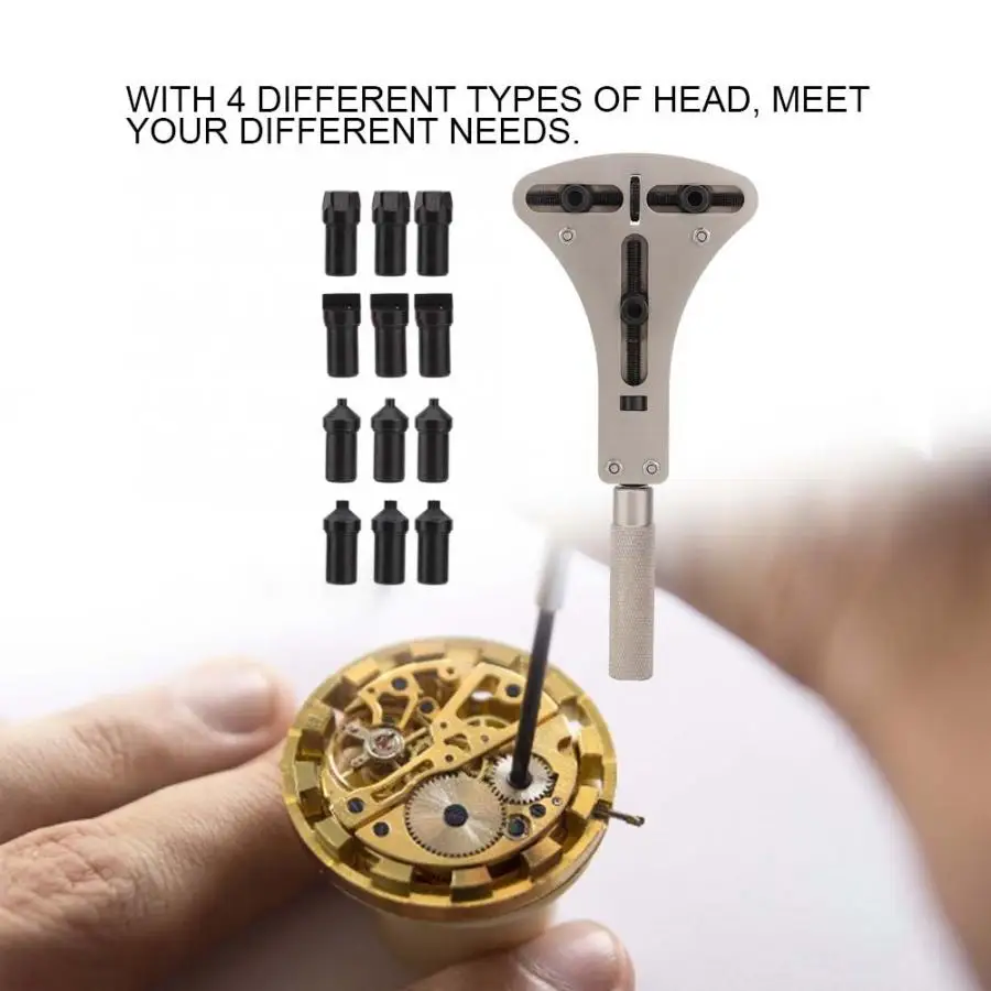 3-Jaws Wristwatch Cover Remover Back Case Opener Watch Repairing Tool with Spare Head Watch Parts Tools Kit Watchmaker Tool