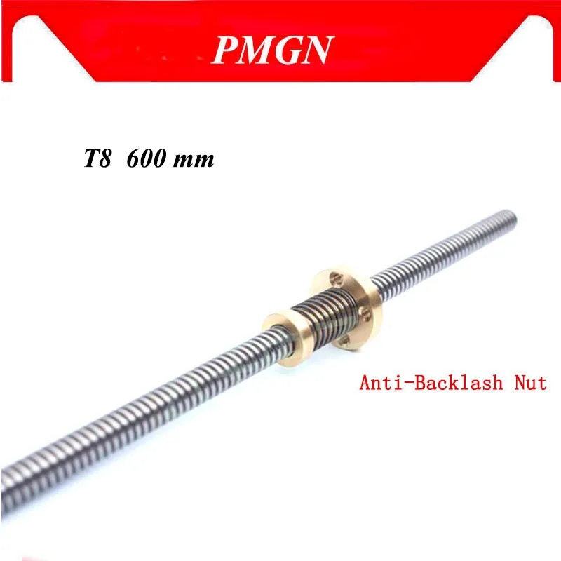 High quality Anti-Backlash Nut + 600 mm T-type Stepper Motor Trapezoidal Lead Screw 8MM Thread 8mm T8 For 3D Printer & CNC NEW afbeelding
