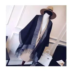 2019 новые женские шаль двусторонний дизайн высокого качества; цвет серый; с низким вырезом; ключ модная шаль для женщин на осень-зиму теплые