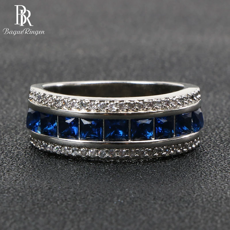 Женское кольцо с геометрическим сапфиром Bague Ringen ювелирное изделие из стерлингового серебра 925 пробы