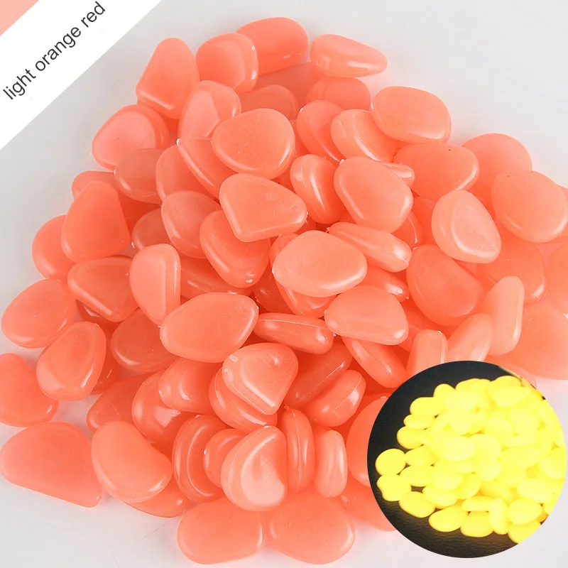 10p light orange red Искусственный камешек камень озеленение сада Ландшафтный орнамент светящийся камень 10 шт. Средний аквариум для рыбок Аквариум Украшение светящиеся многоцветные - Цвет: 10p light orange red