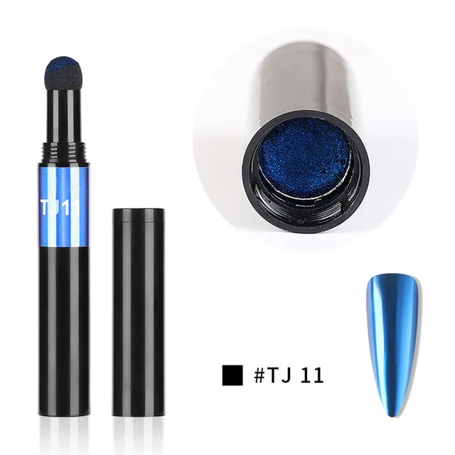 Nail Art Glitter Mirror Powder Air Cushion Magic Pen  Effect Chrome Pigment For Decorations UV Gel Polish Dust Nail Decor TJ-11