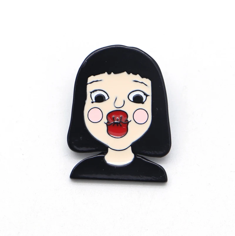 

K2459 Cute Girl Enamel Pin Brooches Cartoon Creative Metal Brooch Pins Denim Hat Badge Collar Jewelry Gift For Women