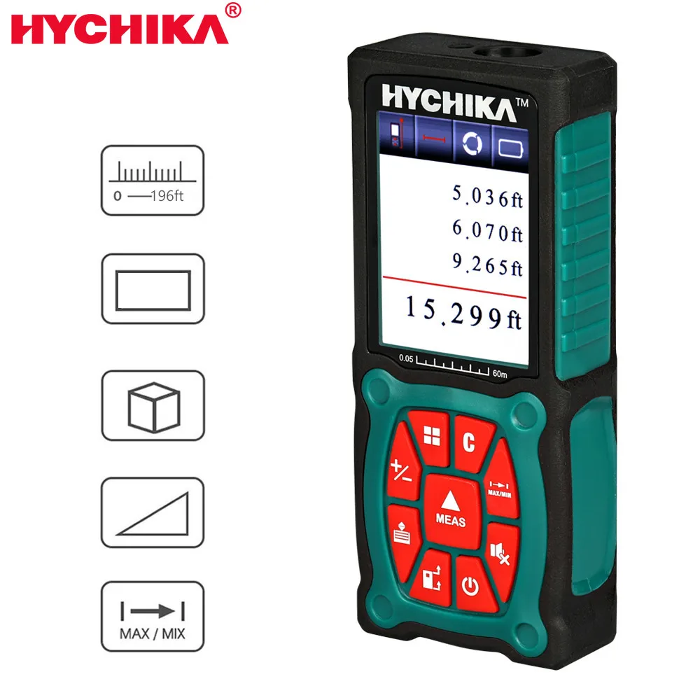 HYCHIKA Laser Distance Meter 60m Rangefinder Trena Laser Tape Range Finder Build Measure Device Ruler Test Tool