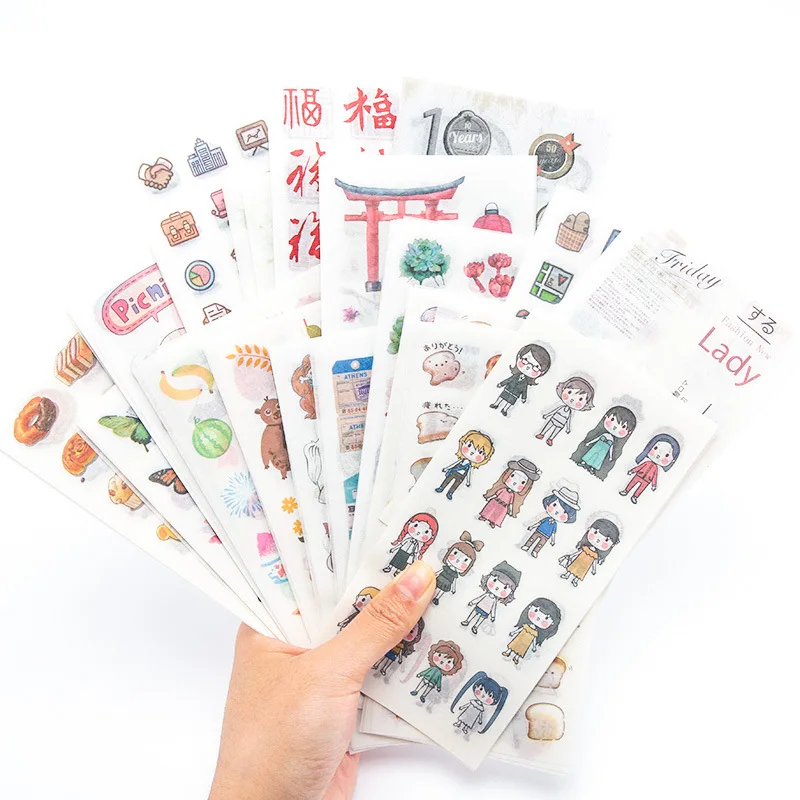 

6 pcs/lot Travel Stickers Vintage Retro Plants Flowers cat Washi Paper Stationery Stickers Decorations Scrapbooking Diary Albums