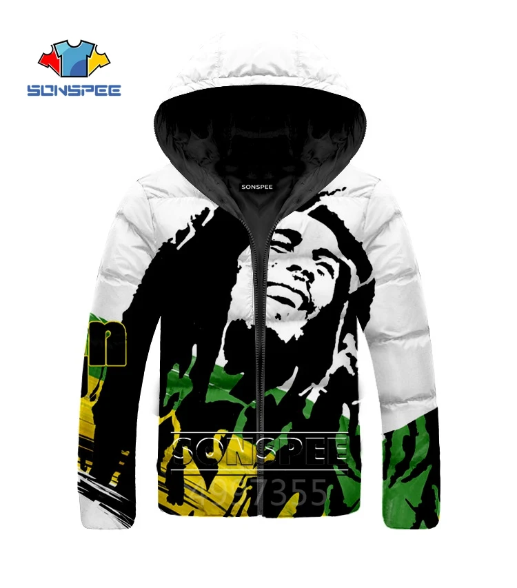 SONSPEE,, Bob Marley Singer, Harajuku, 3D принт, хип-хоп, пуховик для мужчин, wo, для мужчин, забавная, зимняя, теплая, уличная куртка, женская, новинка, G1