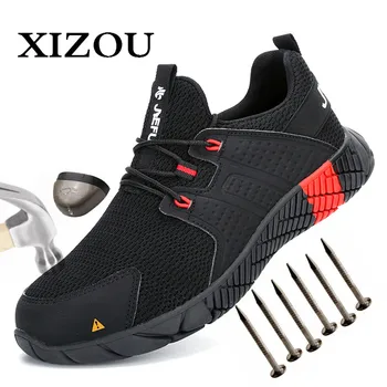 

XIZOU 2020 Steel Toe Work Safety Shoes for Men Puncture Proof Security Boots Man Breathable Light Industrial Casual Shoes Male