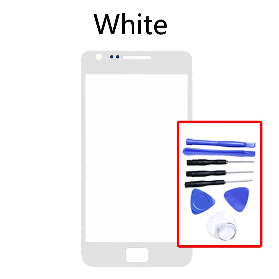 I9100 сенсорный экран для Samsung Galaxy S II S2 i9100 i9100p GT-i9100 GT-i9100p lcd переднее внешнее стекло замена сенсорного экрана объектива - Цвет: White-With tool