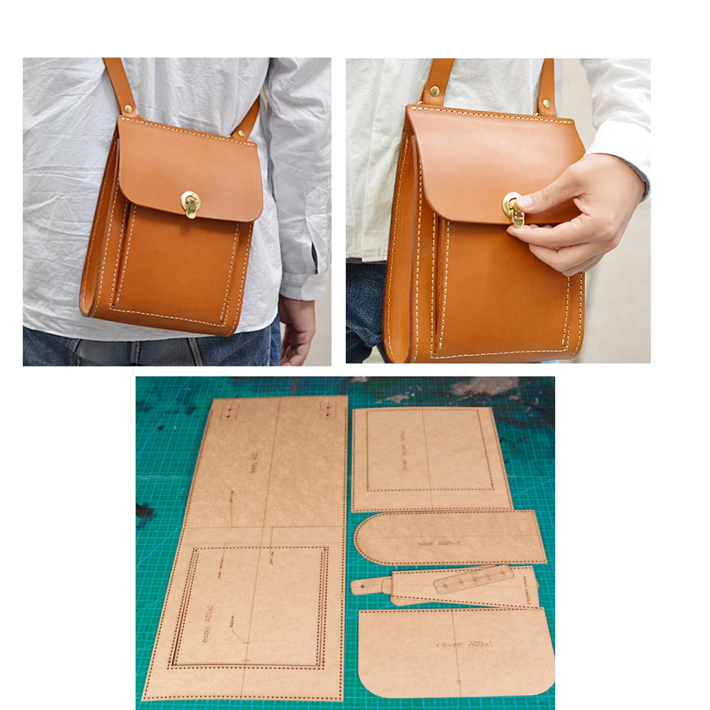 diyLeathercraftshoulderbagdiecuttingkraftpapersewingpattern