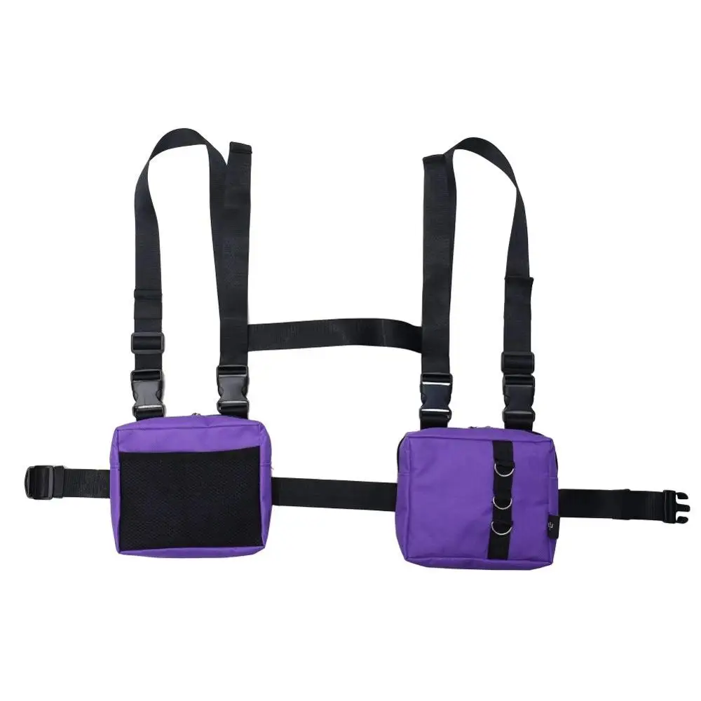 Мужская и женская модная нагрудная Передняя сумка в стиле хип-хоп Уличная функциональная поясная сумка Регулируемая тактическая сумка на плечо нагрудная сумка - Цвет: Purple