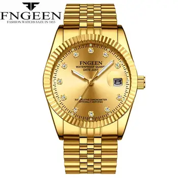 

Reloj Luxury FNGEEN Brand Watch Men Business Rhinestone Relogio Male Clock Men's Quartz Watches Gold Waterproof Wristwatch Date