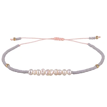 

VA-72 Pearl Charm String Bracelet Thin Rope Seed Beaded Good Luck Wish Bracelet Stackable Jewelry Gift Women Girl, Purple