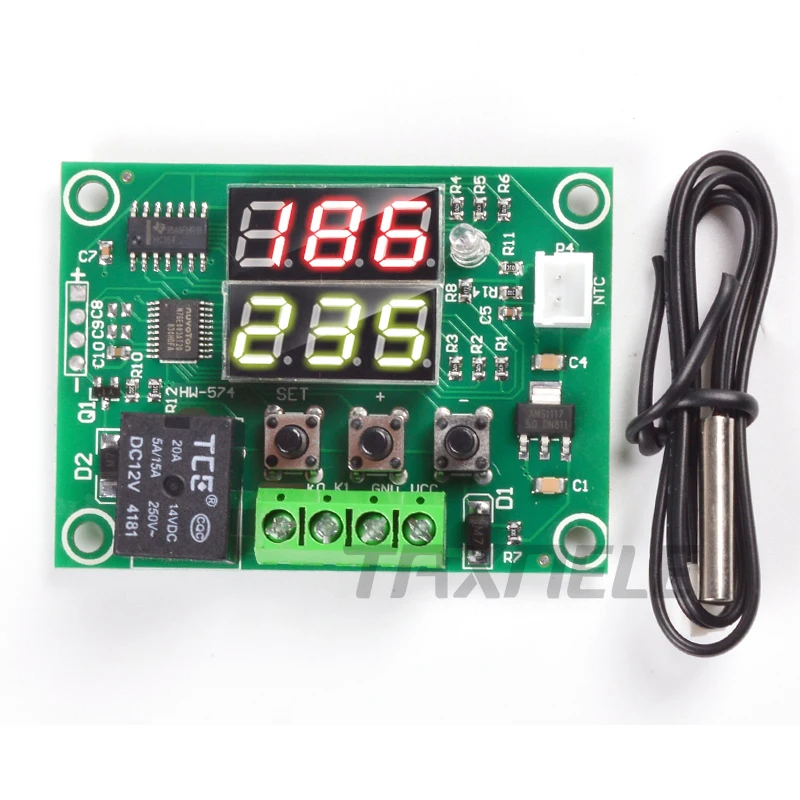 W1219 XH-W1219 DC12V двойной светодиодный цифровой дисплей термостат контроль температуры Лер регулятор переключатель реле управления NTC модуль датчика