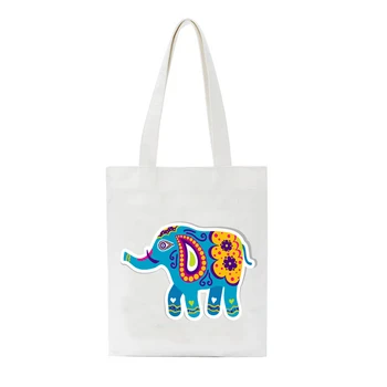 

Elephant series Printing Canvas Tote Bag Eco Bag Reusable Shopping Bag Recycled Fashion Handbag Daily Use