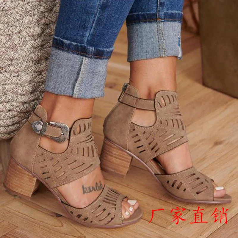 

2020 New Women Gladiator Pump Platform High Thick Heel Elastic Open Toe Platform Wedding Ladies Fretwork Pumps Zapatos Mujer