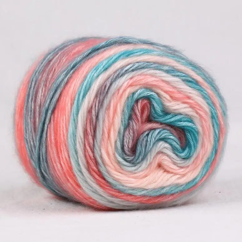 1Pcs 280m Soft Wool/Cotton yarn Rainbow Gradient Colors DIY Baby Knitting Wool Shawl Scarf Sweater Crochet Thread Supplies