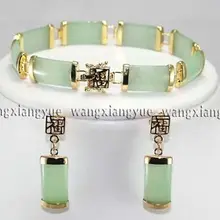Натуральный зеленый нефритовый браслет серьги ювелирный набор ААА класса нефрит
