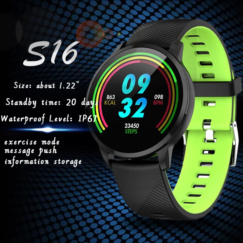 

S16 Color Screen Smart Bracelet IP67 Waterproof Heart Rate Monitor Fitness Activity Tracker Sleep Monitor pk mi band 4