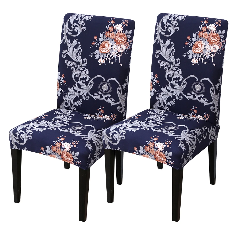 D-2pcs New Anti-dirty Removable Cover Floral Print Chair Seat Covers Protector Seat Slipcovers Hotel Banquet Home Wedding Decor - Цвет: D-2pcs