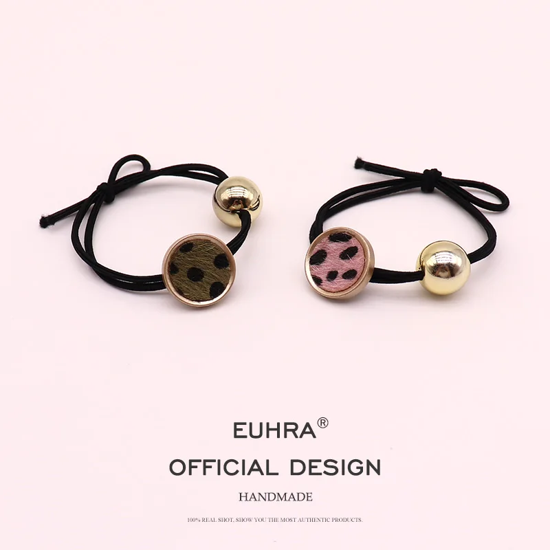 EUHRA/5 цветов, леопардовые пятна, яркие бусины для девочек, ручная работа, женские эластичные резинки для волос, детские резиновые ленты