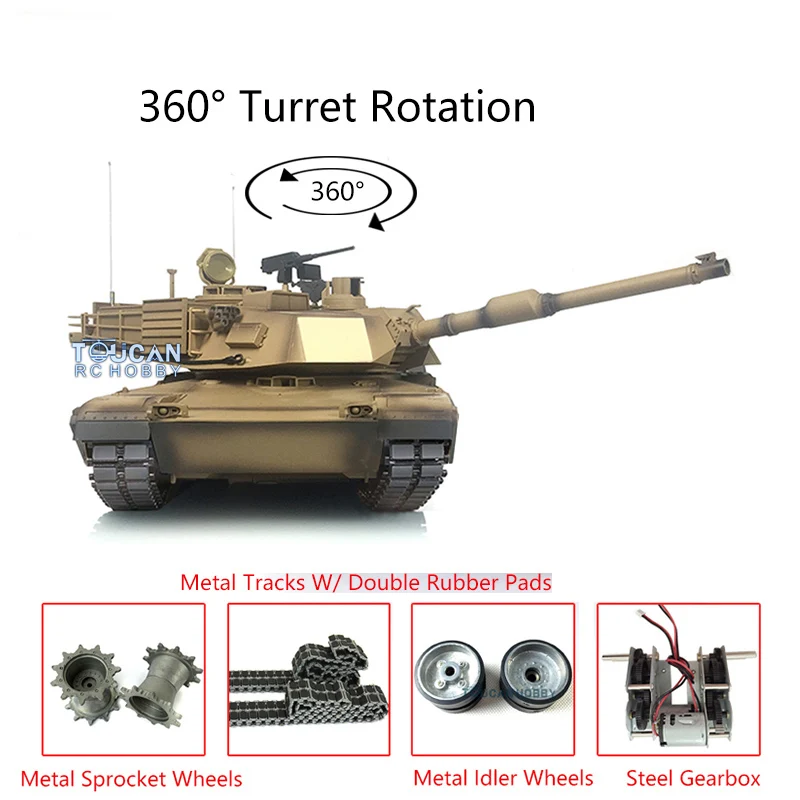Henglong 1/16 TK 6 0 S Модернизированный Abrams RC Tank 3918 360 револьверные металлические треки