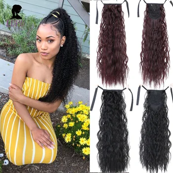 

LUPU Long Curly Ponytail Wig With Drawstring Synthetic High Temperature Fiber Ponytail Clip In Hair Extension For Women